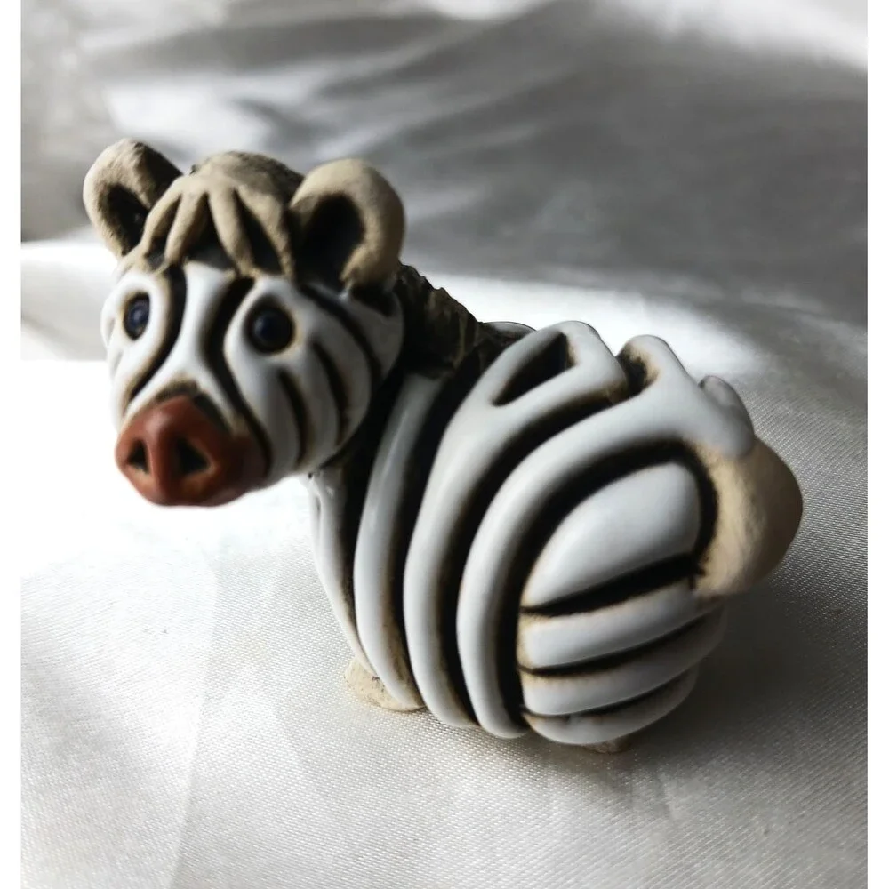 Vintage Artesania Rinconada Art Pottery Hand Crafted Clay Figurine-ZEBRA